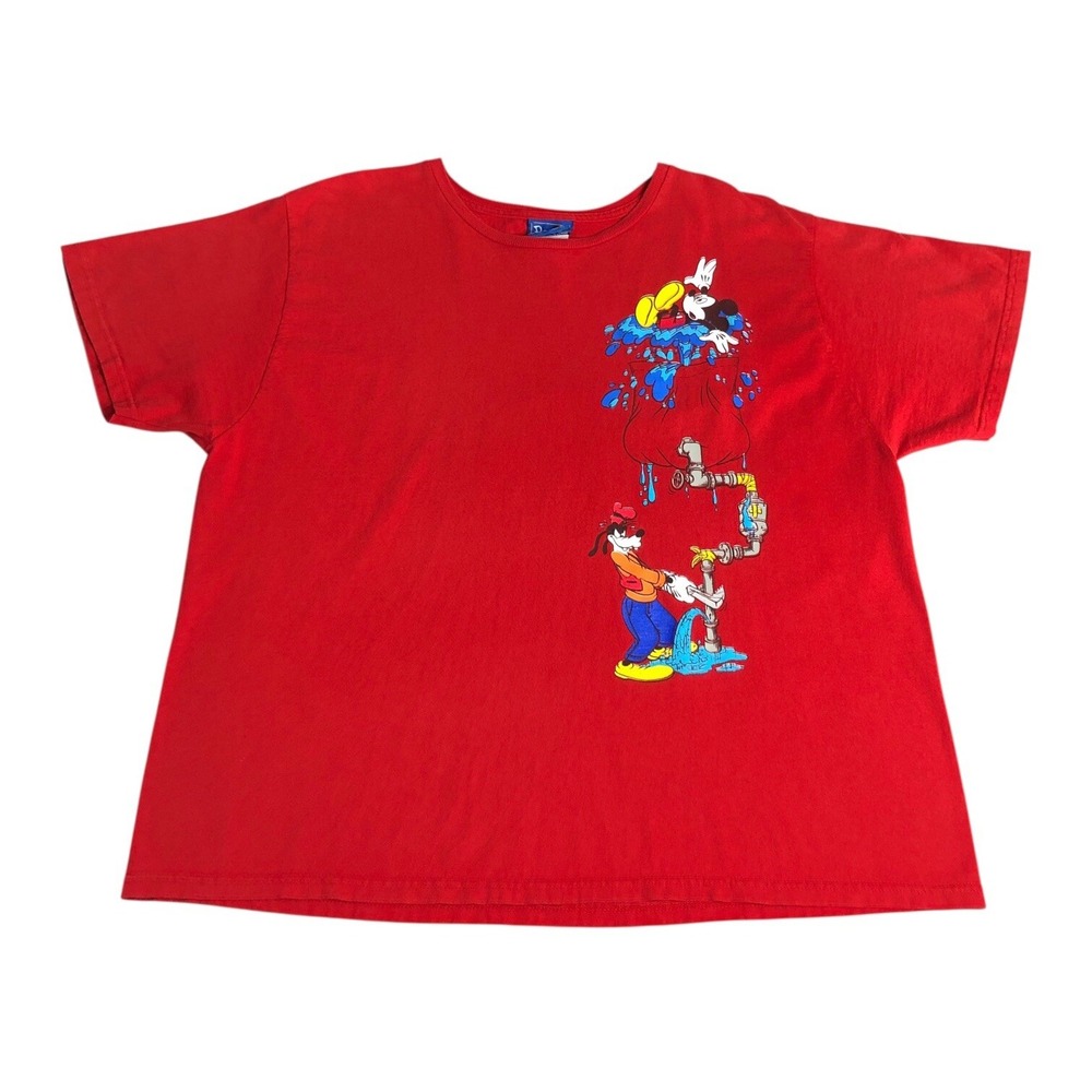 Vintage Disney Mickey Mouse Goofy T Shirt Womens 1X Red Jerry Leigh Graphic Tee